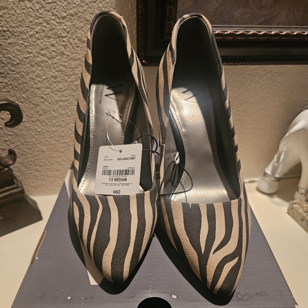 Worthington Zebra Print Heels - Black and Tan